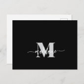 Monogram Schwarz-weiß Silber Color Personal Postkarte (Vorne/Hinten)
