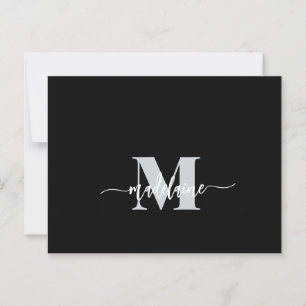 Monogram Schwarz-weiß Silber Color Personal Postkarte
