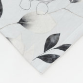 Monogram Schwarz-weiß Silver Grey Floral Blätter Fleecedecke (Ecke)