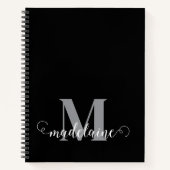 Monogram Schwarz-weiß Silver Personal Notizblock (Vorderseite)