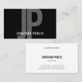 Monogram Schwarz-weiß Simple Template Beruflich Visitenkarte (Vorne/Hinten)