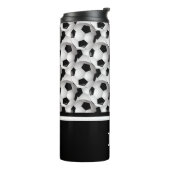 Monogram Schwarz-weiß Soccer Ball Muster Thermosbecher (Nach links gedreht)
