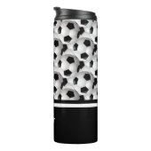 Monogram Schwarz-weiß Soccer Ball Muster Thermosbecher (Nach rechts gedreht)