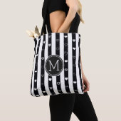 Monogram Schwarz-weiß Stripes Modernes Herzmuster Tasche (Von Nahem)