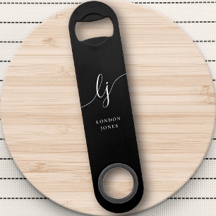 Monogram Schwarz-weiß Stylish Modernes Minimalisti Speed Flaschenöffner