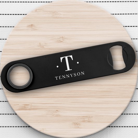 Monogram Schwarz-weiß Stylish Modernes Minimalisti Speed Flaschenöffner