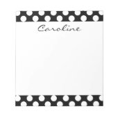 Monogram Schwarz-weiß Trendy Fun Polka Dot Muster Notizblock (Vorderseite)