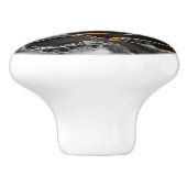 Monogram Schwarz-weiß und Gold Imitate Marmorgate Keramikknauf (Seitenansicht)