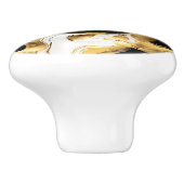 Monogram Schwarz-weiß und Gold Imitats Marmor Keramikknauf (Seitenansicht)