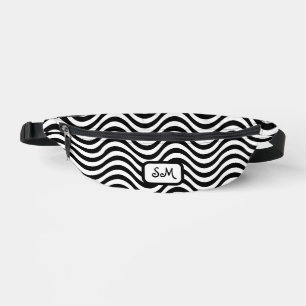 Monogram Schwarz-weiß Wavy Stripes Psychedelic Bauchtasche