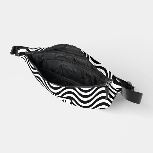 Monogram Schwarz-weiß Wavy Stripes Psychedelic Bauchtasche (Offen)