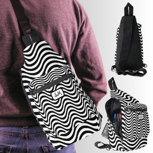 Monogram Schwarz-weiß Wavy Stripes Psychedelic Crossbody Bag