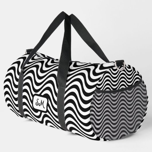 Monogram Schwarz-weiß Wavy Stripes Psychedelic Duffle Bag (Rechte Ecke)