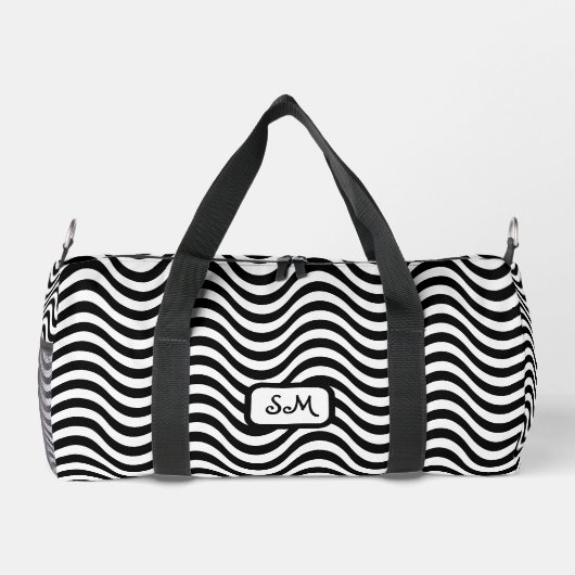 Monogram Schwarz-weiß Wavy Stripes Psychedelic SM Duffle Bag (Rückseite)