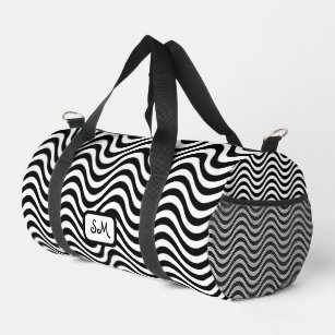 Monogram Schwarz-weiß Wavy Stripes Psychedelic SM Duffle Bag