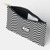 Monogram Schwarz-weiß Wavy Stripes Psychedelic SM Zubehörtasche (Offen)