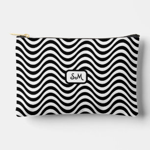Monogram Schwarz-weiß Wavy Stripes Psychedelic SM Zubehörtasche