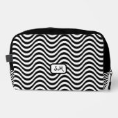 Monogram Schwarz-weiß Wavy Stripes Psychedelic Waschbeutel (Vorderseite)