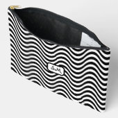 Monogram Schwarz-weiß Wavy Stripes Psychedelic Zubehörtasche (Offen)
