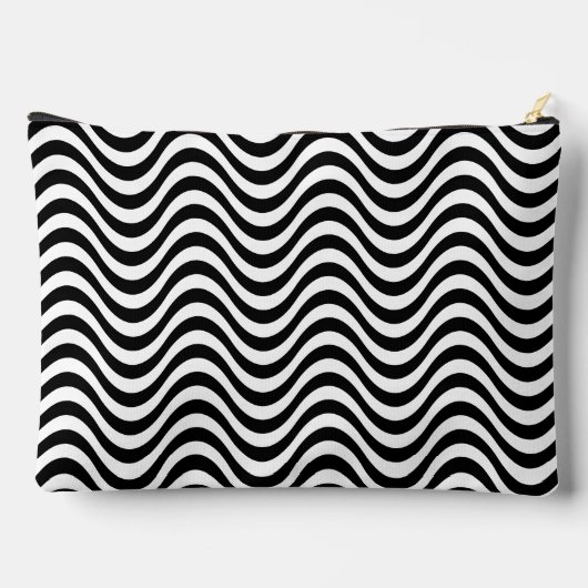 Monogram Schwarz-weiß Wavy Stripes Psychedelic Zubehörtasche (Rückseite)