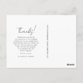 Monogram Schwarz-weiß Wedding Foto Vielen Dank Postkarte (Rückseite)