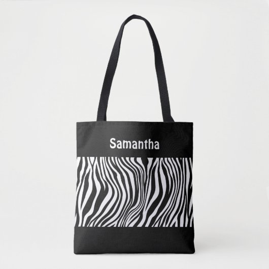 Monogram Schwarz-weiß Zebra Drucktasche Tasche (Vorderseite)