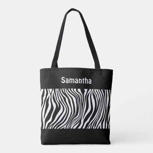 Monogram Schwarz-weiß Zebra Drucktasche Tasche (Rückseite)