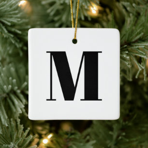 Monogram Schwarz-weiße benutzerdefinierte Anfangs Keramikornament