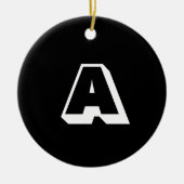 Monogram Schwarz-weiße benutzerdefinierte Anfangsh Keramik Ornament (Vorne)