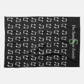 Monogram Schwarz-weiße Musikermusik Geschirrtuch (Horizontal)