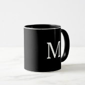 Monogram Schwarz-weißen Geburtstag Hochzeitsgesche Tasse (VorderseiteRechts)
