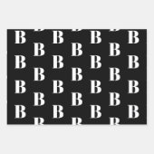 Monogram Schwarz-weißer kundenspezifischer Anfangs Geschenkpapier Set (Vorderseite 2)