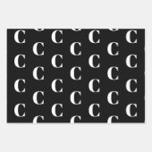 Monogram Schwarz-weißer kundenspezifischer Anfangs Geschenkpapier Set (Vorderseite 3)