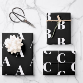 Monogram Schwarz-weißer kundenspezifischer Anfangs Geschenkpapier Set