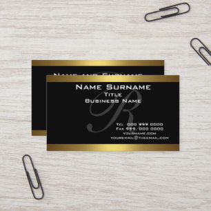 Monogram Schwarze und Goldene Visitenkarten Visitenkarte