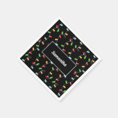 Monogram Schwarze Weihnachtsbeleuchtung Serviette (Ecke)