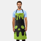 Monogram Schwarzer Jack o' Lantern grüner Hallowee Schürze (Getragen)