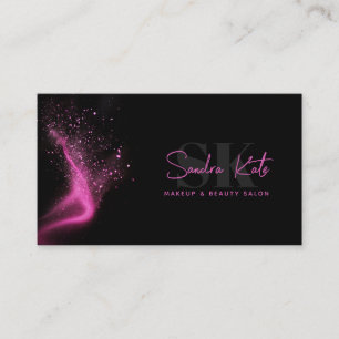 Monogram Schwarzer Neon Rosa Schönheitssalon QR-Co Visitenkarte