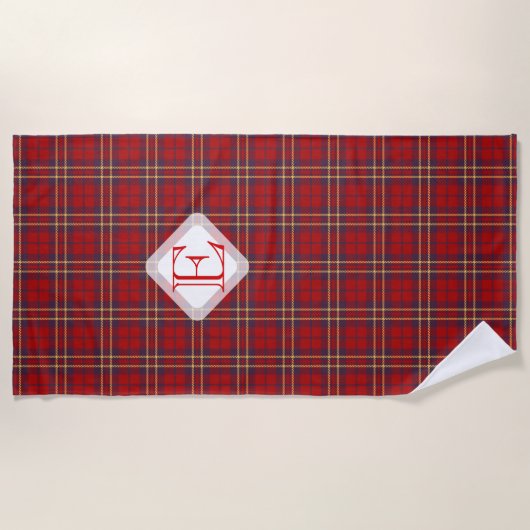 Monogram, Scottish Highland Clan red kariert tarta Strandtuch (Vorderseite)