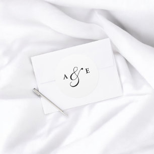 Monogram Script Ampersand Hochzeit Runder Aufkleber