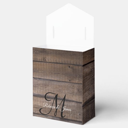 Monogram Script Barn Country Rustic Wedding Party Geschenkschachtel (Geöffnet)