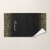 Monogram Script Black Gold Leopard Print Glitzer Badhandtuch Set (Handtuch)