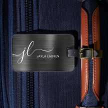 Monogram Script Black Gray Imitats Metal Steel