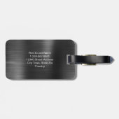 Monogram Script Black Gray Imitats Metal Steel Gepäckanhänger (Rückseite horizontal)