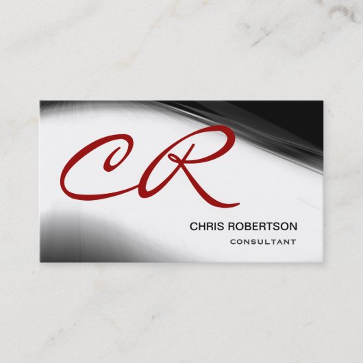 Monogram Script Black Red Consultant Business Card Visitenkarte (Vorderseite)