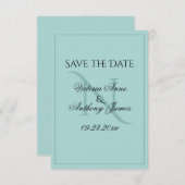 Monogram Script Blue Initial Wedding Save the Date (Vorne/Hinten)