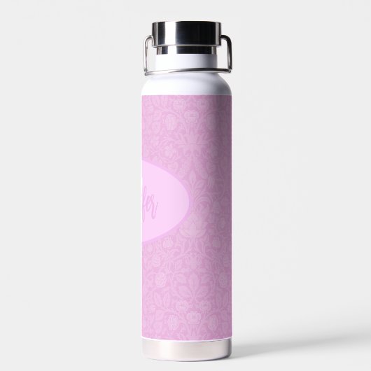 Monogram Script Blush Pink Blosses Trinkflasche (Rückseite)