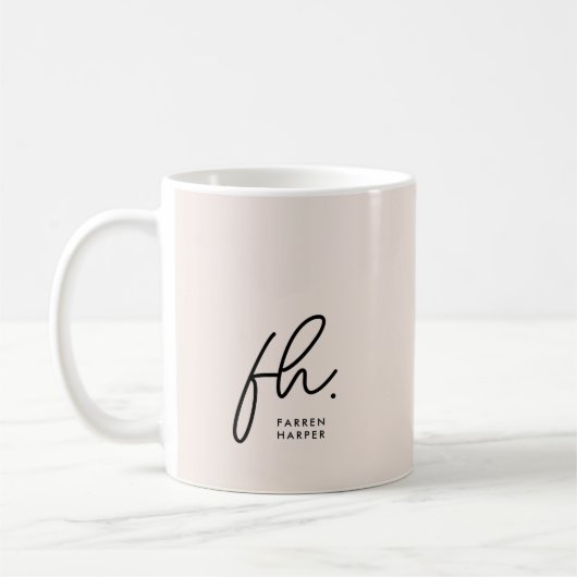 Monogram Script Blush Pink Chic Stilvoll Niedlich Kaffeetasse