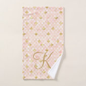 Monogram Script Blush Pink Gold Mermaid Scales Badhandtuch Set (Handtuch)