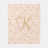 Monogram Script Blush Pink Gold Mermaid Scales Fleecedecke (Vorderseite)